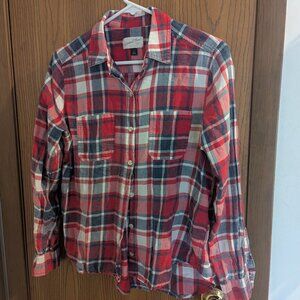 Universal Thread Plaid Checkered Button Down Red White Blue Top-Small